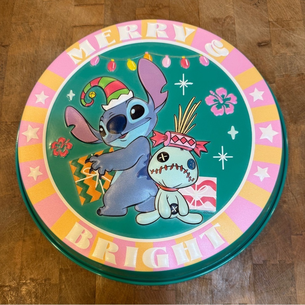 Disney Stitch Merry and Bright Teal Metal Hanging Sign Holiday Christmas Decor